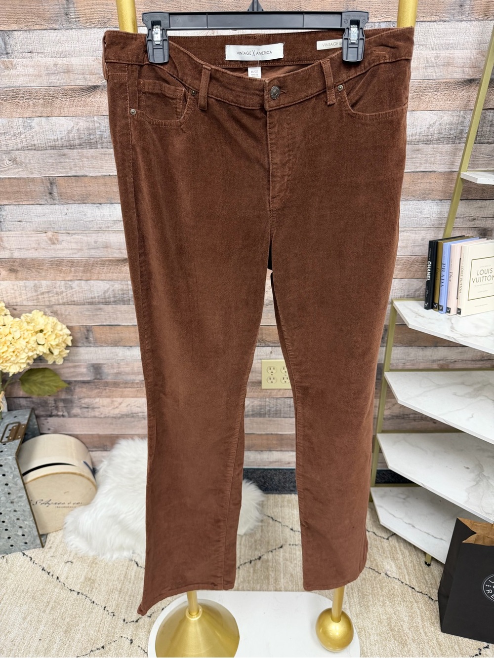 Vintage America Brown Corduroy Straight Leg Pant
